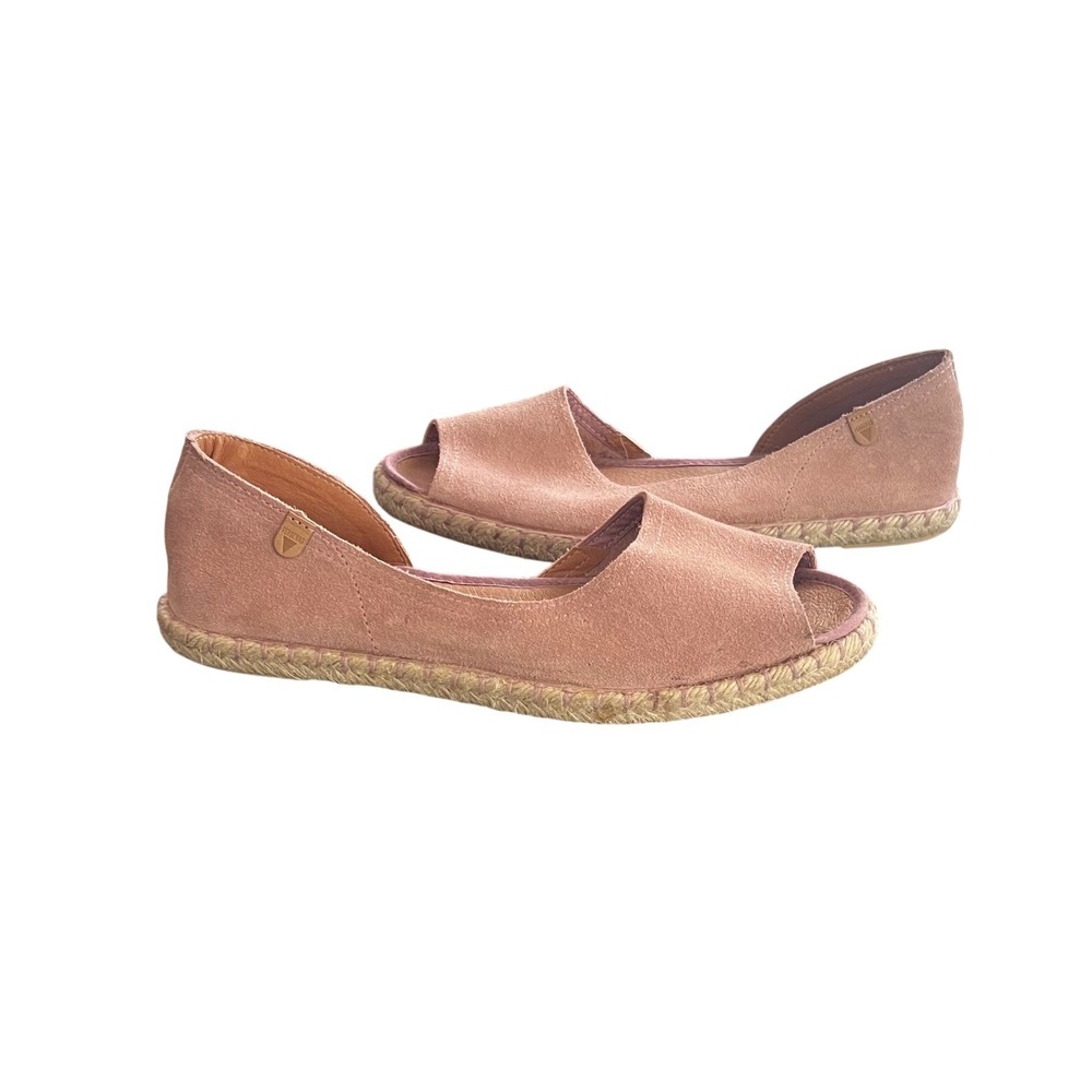 Verbenas New Pink Suede Peep Toe Espadrille Flats Made in Spain EU 38